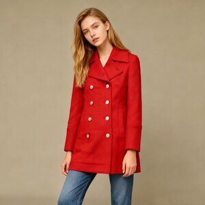 MCQ ALEXANDER MCQUEEN Wool Cashmere Blend Pea coat Size IT 38 Red